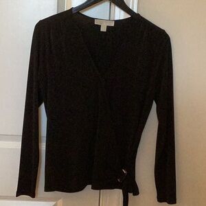 Michael Kors Elegant Black Wrap Top Size Small